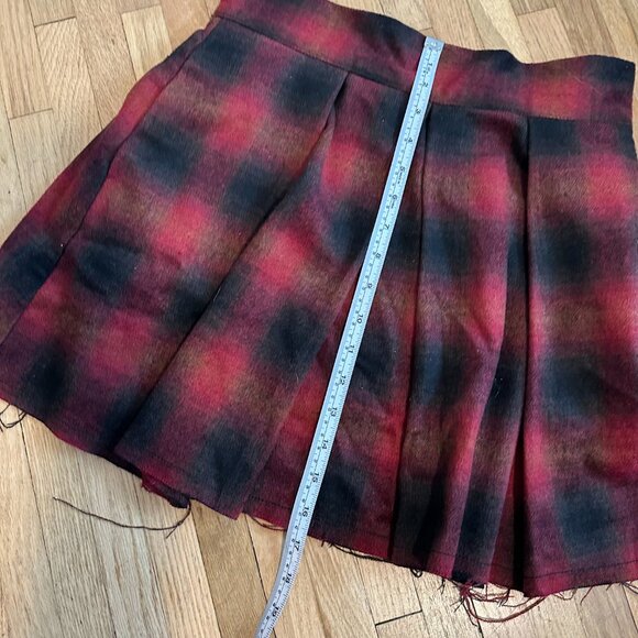 Free People Short Red and Black Plaid Pleated Mini Skirt - Picture 6 of 6